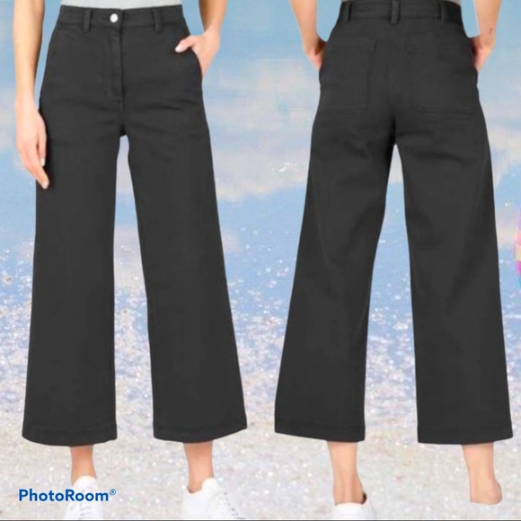 Everlane Denim - Everlane Black Denim Cropped WideLeg Jeans Hi Rise